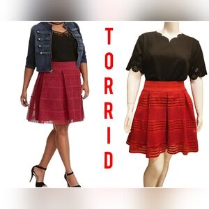 Torrid Red Mesh Cheerleader pleated mini skirt Size 1 Plus Size